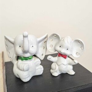 Vintage ‘80s Mouse and Elephant earring holders.